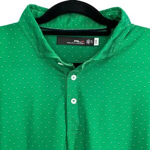 RLX Ralph Lauren Men's 2XL Lightweight Performance Golf Polo Green Dot Print